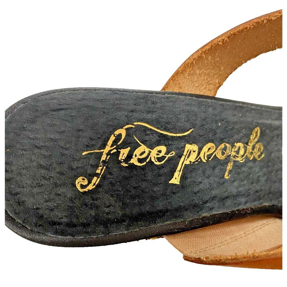 Free People Heeled Sandal Women's Size 40 Demi Platform Brown Leather Slip On - Picture 7 of 9